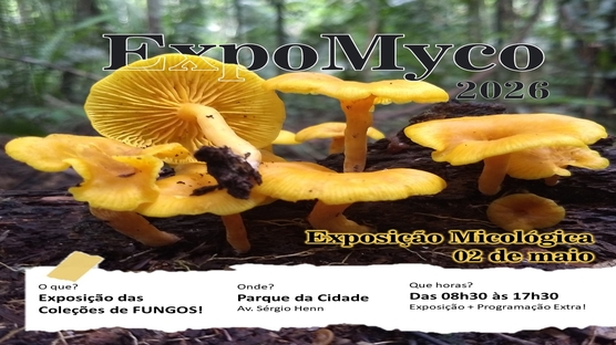 A EXPOMyco 2026 é uma exposição sobre a diversidade de fungos da região Oeste do Pará, promovida pelo ICTA. O evento contará com amostras biológicas, materiais didáticos e atividades interativas, sendo aberto ao público no dia 02 de maio, no Parque da Cidade de Santarém, com programação especial de oficinas mediante inscrição.