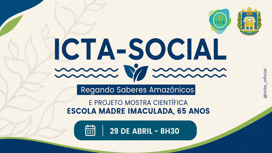 Projeto de Extensão ICTA Social participa da retomada da Mostra Científica da Escola Madre Imaculada, com exposições, palestras e oficinas que aproximam a universidade da comunidade e incentivam o interesse pela ciência.