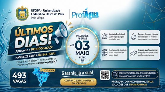 O programa oferece 493 vagas em rede nacional para formação em Gestão e Regulação de Recursos Hídricos.
Período de inscrição: 10 de março a 3 de maio de 2026.