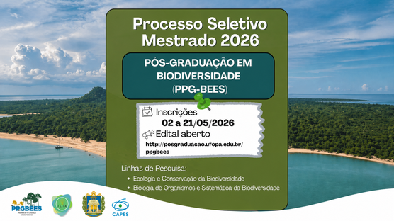 O PPGBEES/ICTA-UFOPA abriu seleção para o Mestrado em Biodiversidade com ingresso em 2026. São ofertadas 14 vagas, com inscrições de 02 a 21 de maio, destinadas a graduados das áreas afins. O processo seletivo inclui análise de plano de trabalho, apresentação e currículo.
