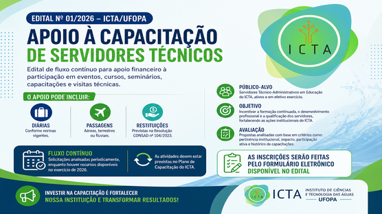 ICTA lança edital de fluxo contínuo para apoio à capacitação de servidores técnicos, com financiamento para participação em eventos, cursos e visitas técnicas ao longo de 2026.